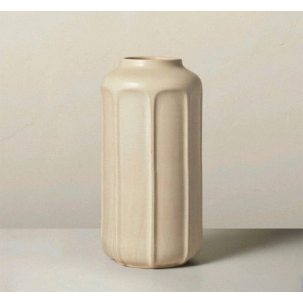 16" Large Ceramic Vase Taupe - Hearth & Hand with Magnolia - NEW